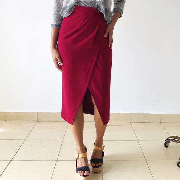 ASOS Dresses & Skirts - ASOS | Draped Burgundy Pencil Skirt